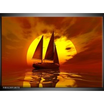 Foto canvas schilderij Zeilboot | Geel, Rood, Bruin 