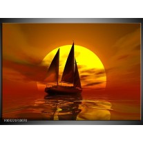 Foto canvas schilderij Zeilboot | Geel, Rood, Bruin 