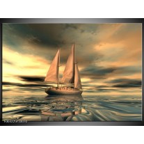 Foto canvas schilderij Zeilboot | Geel, Wit, Grijs 