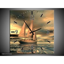 Wandklok op Canvas Zeilboot | Kleur: Geel, Wit, Grijs | F003225C