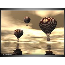 Foto canvas schilderij Luchtballon | Bruin, Grijs, Wit 