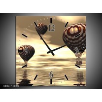 Wandklok op Canvas Luchtballon | Kleur: Bruin, Grijs, Wit | F003237C