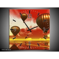 Wandklok op Canvas Luchtballon | Kleur: Geel, Goud, Rood | F003238C