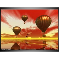 Glas schilderij Luchtballon | Geel, Goud, Rood 