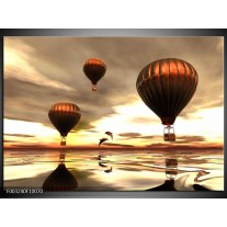 Foto canvas schilderij Luchtballon | Grijs, Bruin, Wit 