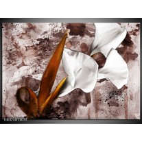 Foto canvas schilderij Bloem | Bruin, Wit, Grijs 