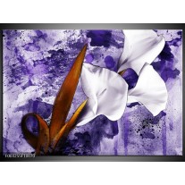 Foto canvas schilderij Bloem | Paars, Wit, Bruin 