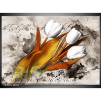 Foto canvas schilderij Tulpen | Grijs, Wit, Bruin 