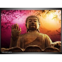 Foto canvas schilderij Boeddha | Paars, Bruin, Wit 