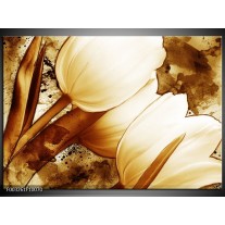 Foto canvas schilderij Tulpen | Bruin, Wit 