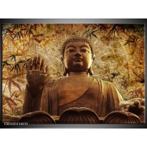 Glas schilderij Boeddha | Bruin, Grijs 
