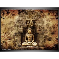Glas schilderij Boeddha | Grijs, Bruin 
