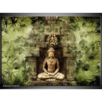 Foto canvas schilderij Boeddha | Groen, Bruin 