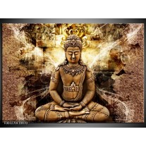 Foto canvas schilderij Boeddha | Bruin, Wit, Geel 