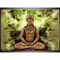 Glas schilderij Boeddha | Groen, Bruin 