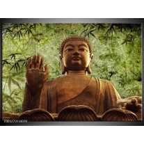 Glas schilderij Boeddha | Groen, Bruin 