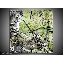 Wandklok op Canvas Dieren | Kleur: Groen, Zwart, Wit | F003276C