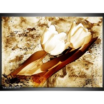 Foto canvas schilderij Tulpen | Bruin, Wit 