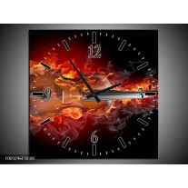 Wandklok op Canvas Gitaar | Kleur: Rood, Zwart, Geel | F003296C