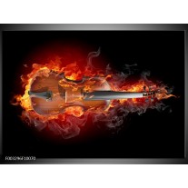 Glas schilderij Gitaar | Rood, Zwart, Geel 