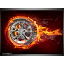 Foto canvas schilderij Wiel | Rood, Zwart, Geel 