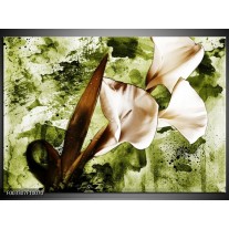 Foto canvas schilderij Bloem | Bruin, Wit, Groen 