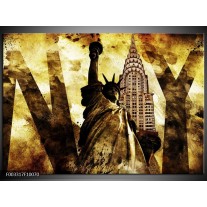 Foto canvas schilderij New York | Geel, Zwart, Bruin 