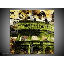 Wandklok op Canvas Rome | Kleur: Groen, Bruin | F003327C