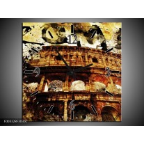 Wandklok op Canvas Rome | Kleur: Bruin, Grijs, Zwart | F003328C