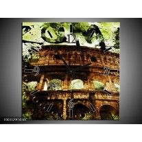 Wandklok op Canvas Rome | Kleur: Groen, Bruin, Zwart | F003329C