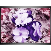 Foto canvas schilderij Bloem | Paars, Wit, Roze 