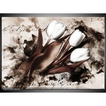 Foto canvas schilderij Tulpen | Bruin, Zwart, Wit 