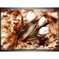 Foto canvas schilderij Tulpen | Bruin, Wit 