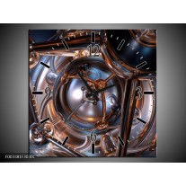 Wandklok op Canvas Abstract | Kleur: Grijs, Wit, Blauw | F003381C