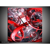 Wandklok op Canvas Abstract | Kleur: Rood, Zwart, Wit | F003402C