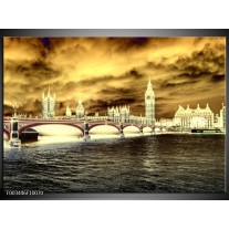 Foto canvas schilderij Londen | Geel, Creme, Grijs 