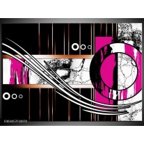 Glas schilderij Abstract | Roze, Zwart, Wit 