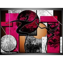 Glas schilderij Abstract | Roze, Zwart, Wit 