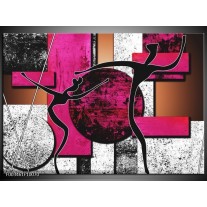 Foto canvas schilderij Abstract | Roze, Zwart, Wit 