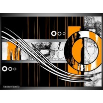 Glas schilderij Abstract | Oranje, Bruin, Wit 