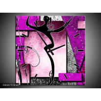 Wandklok op Canvas Abstract | Kleur: Paars, Zwart, Wit | F003477C