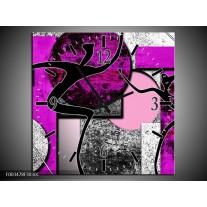 Wandklok op Canvas Abstract | Kleur: Paars, Zwart, Wit | F003478C