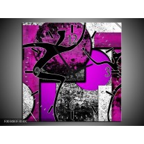 Wandklok op Canvas Abstract | Kleur: Paars, Zwart, Wit | F003483C