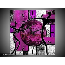 Wandklok op Canvas Abstract | Kleur: Paars, Zwart, Wit | F003484C