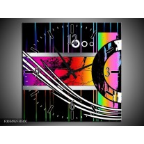 Wandklok op Canvas Abstract | Kleur: Paars, Rood, Geel | F003492C