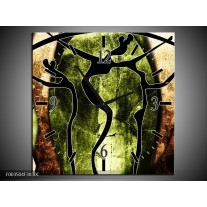 Wandklok op Canvas Abstract | Kleur: Groen, Bruin, Zwart | F003504C