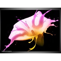 Glas schilderij Bloem | Roze, Geel, Zwart 