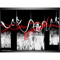 Foto canvas schilderij Abstract | Zwart, Wit, Rood 