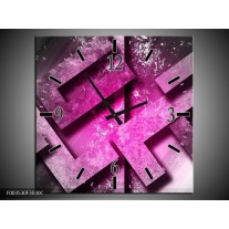 Wandklok op Canvas Abstract | Kleur: Roze, Grijs, Wit | F003530C