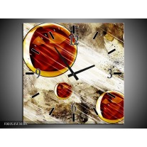 Wandklok op Canvas Abstract | Kleur: Geel, Bruin, Wit | F003535C